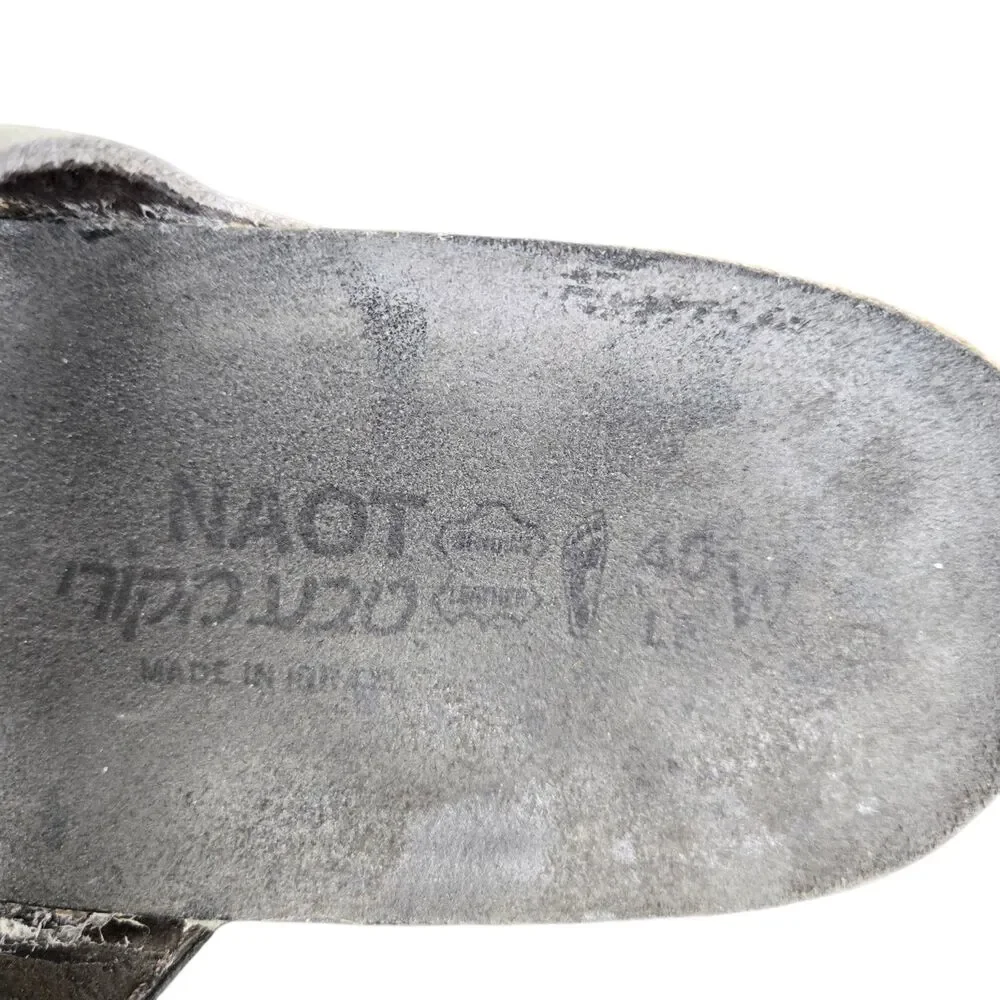Naot Jacey Wedge Sandals Sz 40 US 9 Wide Black Gray Straps Two Tone Comfort